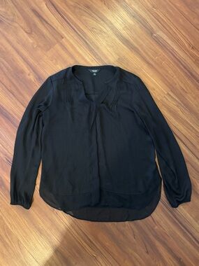 Simply Vera Vera Wang Black Long-Sleeve V-Neck Blouse